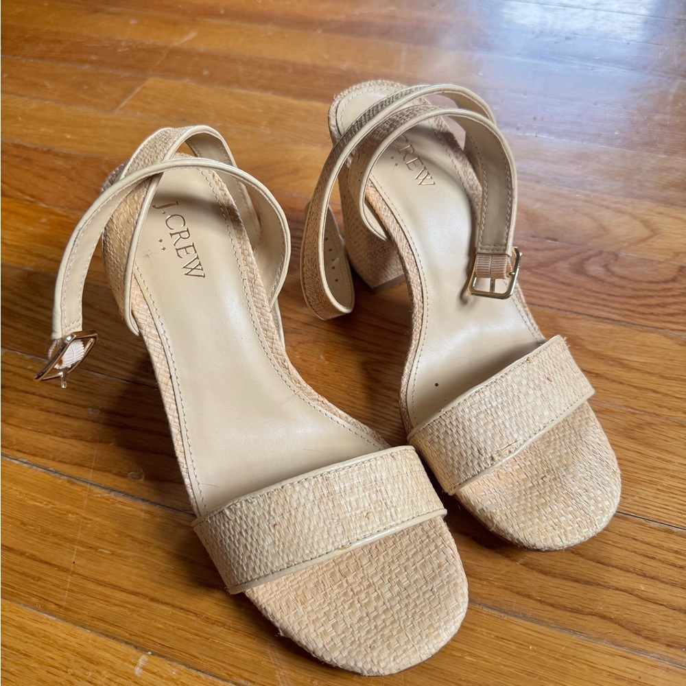 J. Crew Beige Strappy Woven Heels